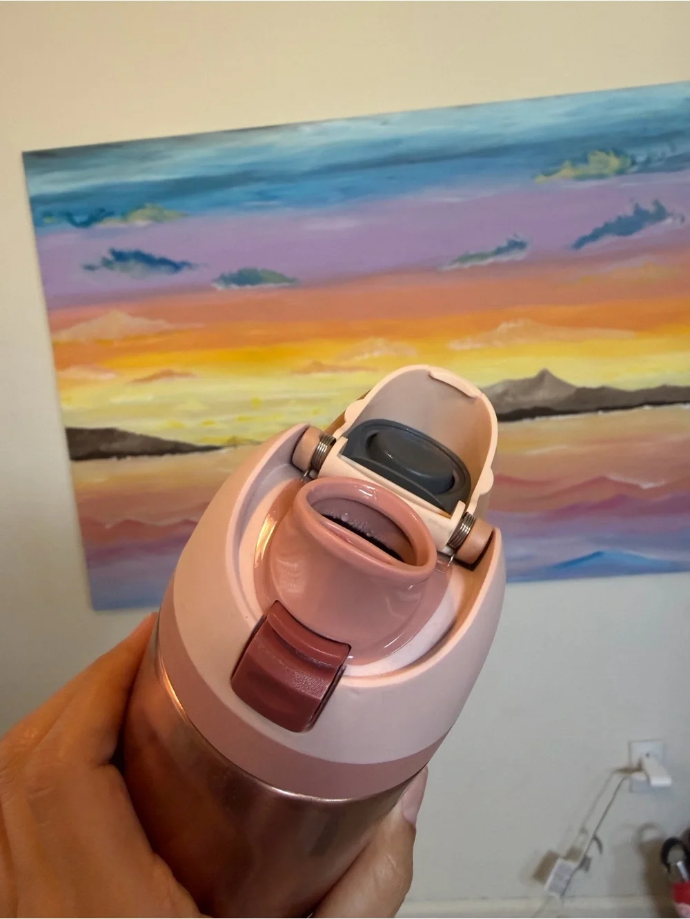 Owala Rose Gold Insulated Bottle with Pink Lid